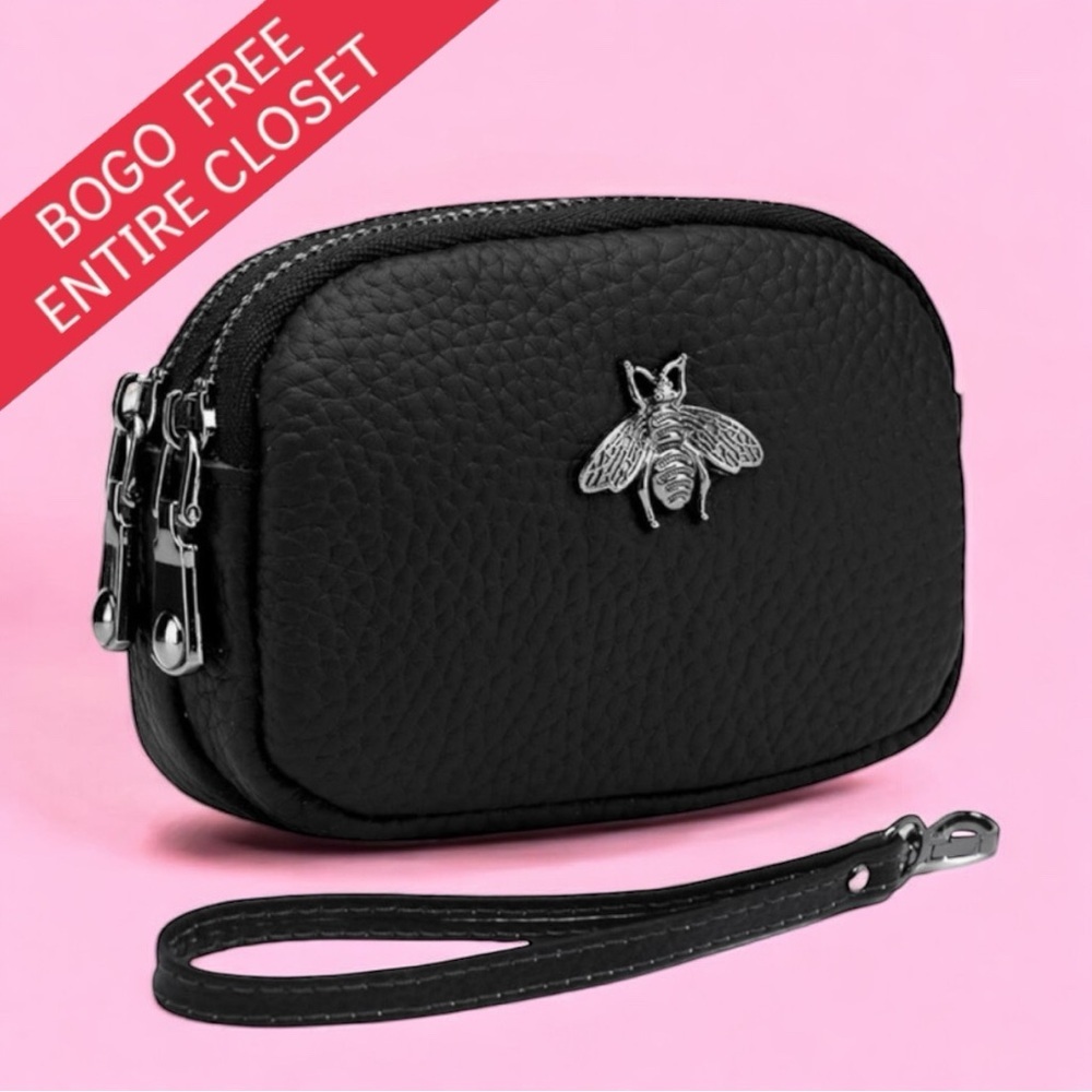 Mini Leather Wallet RFID Credit Card Holder, Change Pouch Coin Purse Zippered x2